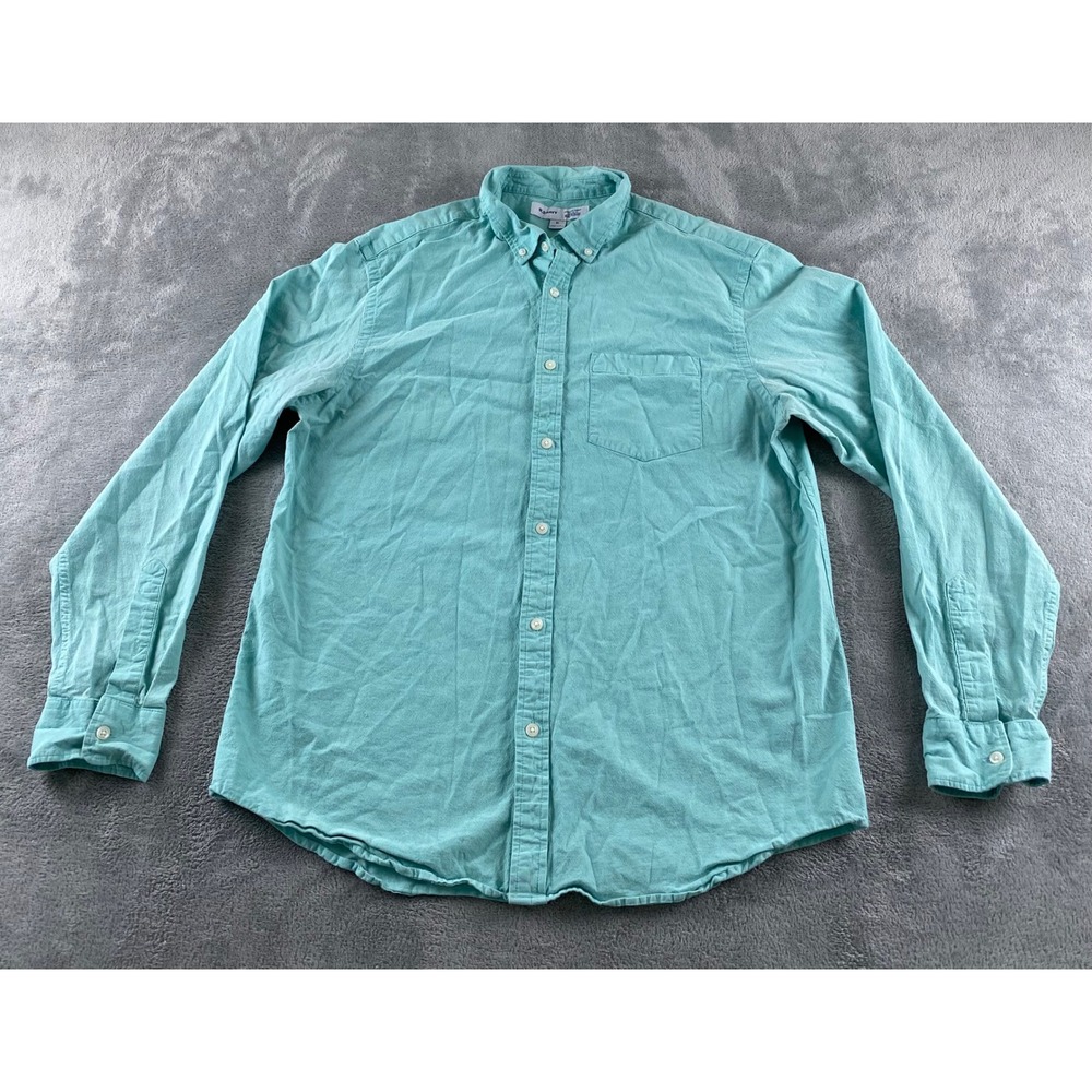 Old Navy Mens XL Everyday Shirt Teal Green Regular Fit Built-In Flex Button Down